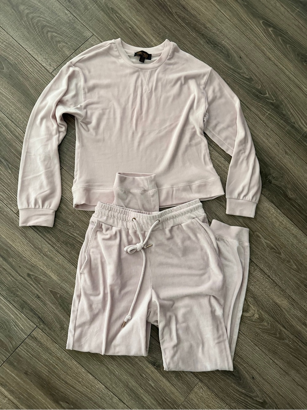 Truth Light Pink Kids Long Sleeve Pajama Set - Crewneck Top & Drawstring Joggers